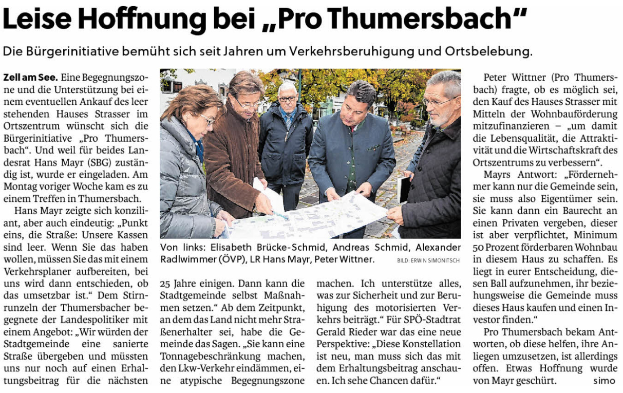Bericht in den Pinzgauer Nachrichten vom 19. Okt. 2017
