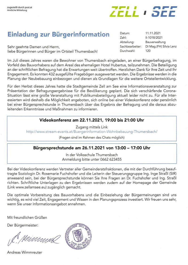 Einladung zur Buergerinformation